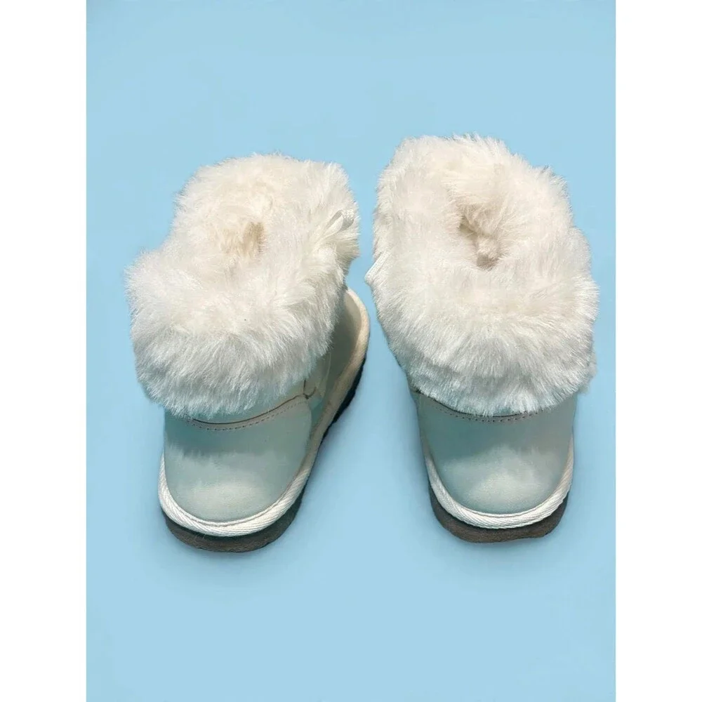 Gymboree Baby Girl White Faux Fur Winter Boots - Toddler Size 5 - Like New